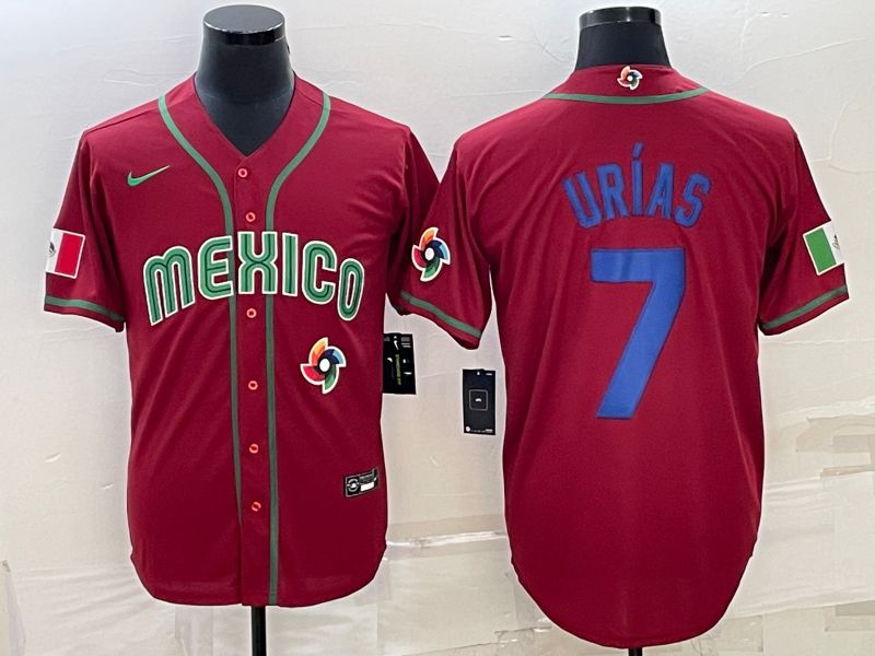 Men 2023 World Cub Mexico #7 Urias Red Nike MLB Jersey45